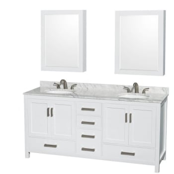 Image for Wyndham Collection Sheffield 72 In. Double Bathroom Vanity W/ Medicine Cabinets (White) from HD Supply