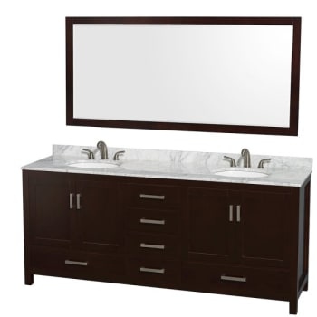 Image for Wyndham Collection Sheffield 80 In. Double Bathroom Vanity W/ Oval Sinks And 70 In. Mirror (espresso) from HD Supply