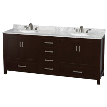 Wyndham Collection Sheffield 80 in. Double Bathroom Vanity w/ Top and Oval Sink (White)