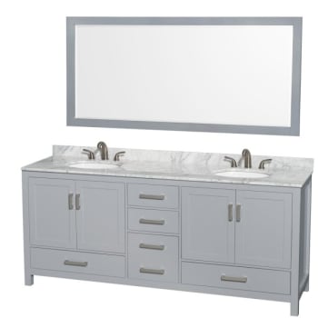 Image for Design House Wyndham Sheffield 80 in Double Bath Vanity w/ 70 in Mirror (Gray) from HD Supply