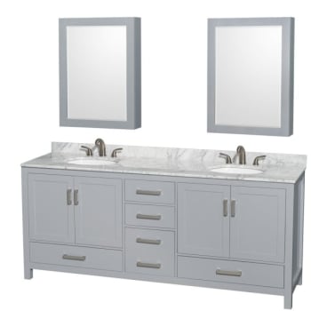 Image for Wyndham Collection Sheffield 80 In. Double Bathroom Vanity W/ Medicine Cabinets (Gray) from HD Supply