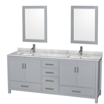 Image for Wyndham Collection Sheffield 80 in. Double Bathroom Vanity w/ Top, Sinks, and Mirrors (Gray) from HD Supply