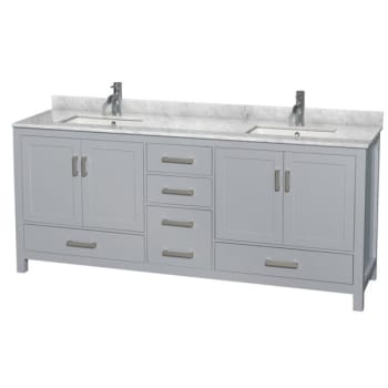 Wyndham Sheffield Gray Double Bath Vanity 80 Inch With Top, Square Sink