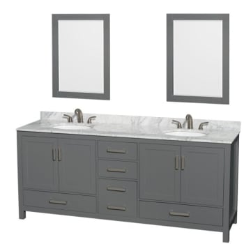 Image for Wyndham Sheffield Dark Gray Double Bath Vanity 80 With 24 Inch Mirror from HD Supply