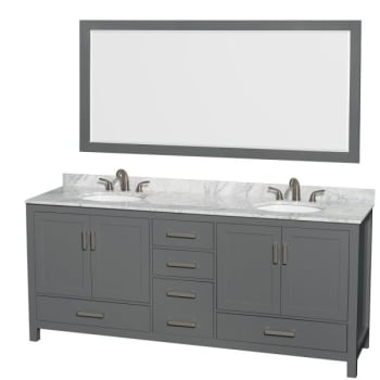 Image for Wyndham Sheffield Dark Gray Double Bath Vanity With Oval Sink, 70 Inch Mirror from HD Supply