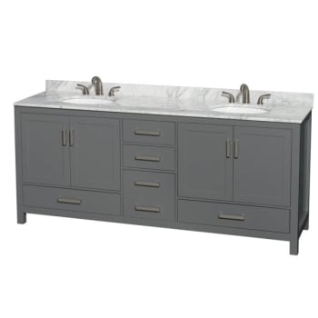Image for Wyndham Sheffield Dark Gray Double Bath Vanity With Top, Oval Sink from HD Supply