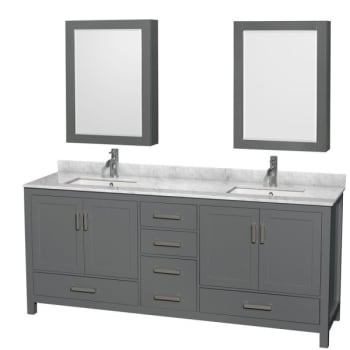 Image for Wyndham Sheffield Dark Gray Double Bath 80 In Vanity With Top And Medicine Cabinet from HD Supply
