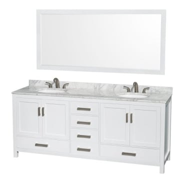 Image for Wyndham Sheffield White Double Bath Vanity With Top,oval Sink, 70 Inch Mirror from HD Supply