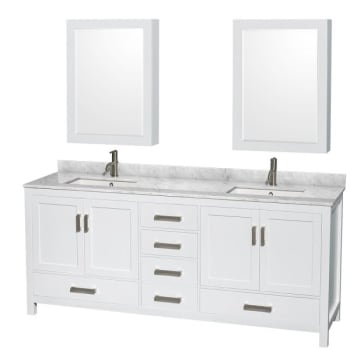 Image for Wyndham Sheffield White Double Bath Vanity 80 Inch With Top, Medicine Cabinet from HD Supply