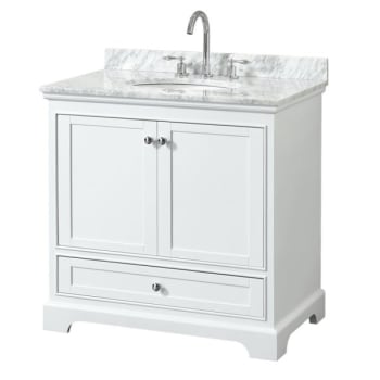 Image for Wyndham Deborah White Single Bath Vanity 36 Inch With Top, Oval Sink from HD Supply