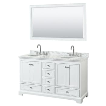 Wyndham Deborah White Double Bath Vanity 60 Inch (Mirror Included)