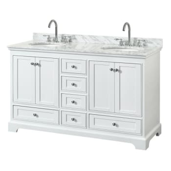 Image for Wyndham Deborah White Double Bath Vanity 60 Inch With Top, Oval Sink from HD Supply