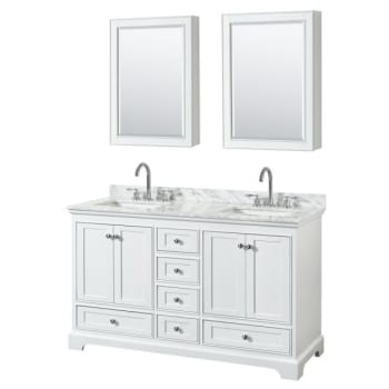 Image for Wyndham Deborah White Double Bath Vanity 60 Inch With Top and Medicine Cabinets (Mirror Included) from HD Supply