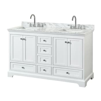 Image for Wyndham Deborah White Double Bath Vanity 60 Inch With Top, Square Sink from HD Supply