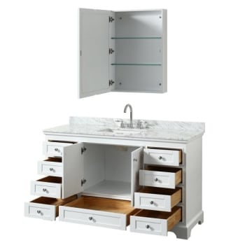 Image for Wyndham Deborah White Single Bath Vanity 60 Inch With Top And Medicine Cabinet (Mirror Included) from HD Supply