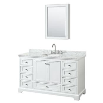Image for Wyndham Deborah White Single Bath Vanity 60 Inch With Top And Medicine Cabinet (Mirror Included) from HD Supply