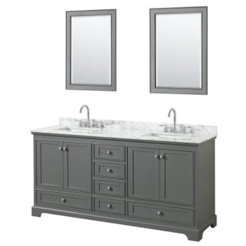 Wyndham Deborah Dark Gray Double Bath Vanity 72 Inch With Top, 24 Inch Mirror