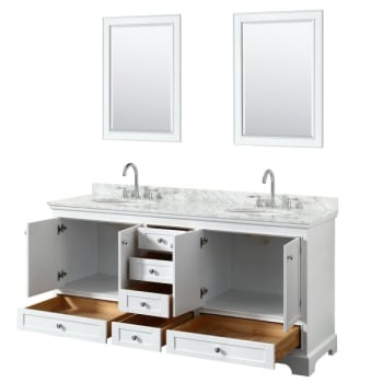 Image for Wyndham Deborah White Double Bath Vanity 72 Inch With Top,oval Sink And  Mirror from HD Supply
