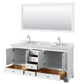 Image for Wyndham Deborah White Double Bath Vanity, With Top,oval Sink And 70 Inch Mirror from HD Supply