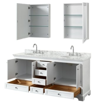 Image for Wyndham Deborah White Double Bath Vanity W/ Oval Sink And Medicine Cabinets (Mirror Included) from HD Supply