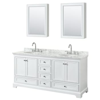 Wyndham Deborah White Double Bath Vanity w/ Oval Sink and Medicine Cabinets (Mirror Included)
