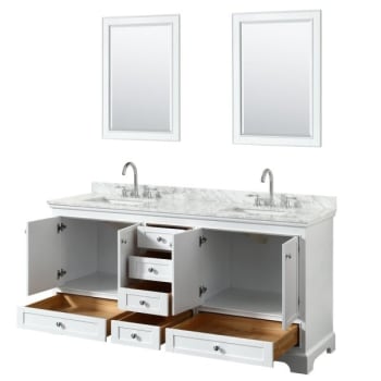 Image for Wyndham Deborah White Double Bath Vanity 72 Inch With Top, Square Sink,  Mirror from HD Supply