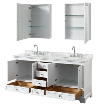 Image for Wyndham Deborah White Double Bath Vanity With Top, Square Sink, Medicine Cabinet (Mirror Included) from HD Supply