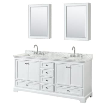 Image for Wyndham Deborah White Double Bath Vanity With Top, Square Sink, Medicine Cabinet (Mirror Included) from HD Supply
