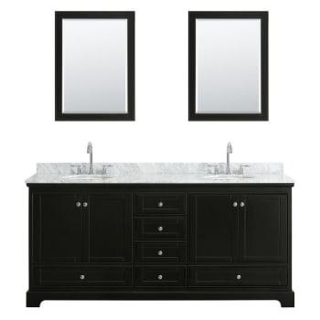 Wyndham Deborah Espresso Double Bath Vanity, With Oval Sink, Medicine Cabinets (Mirrors Included)