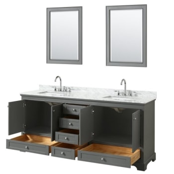 Image for Wyndham Deborah Dark Gray Double Bath Vanity 80 Inch With Top, 24 Inch Mirror from HD Supply