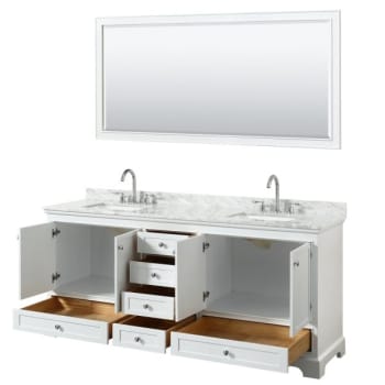 Image for Wyndham Deborah White Double Bath Vanity With Top, Square Sink, 70 Inch Mirror from HD Supply