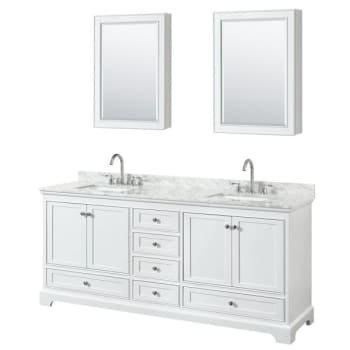 Wyndham Deborah White Double Bath Vanity 80 Inch With Top And Medicine Cabinets (Mirrors Included)