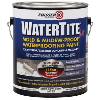 Zinsser 1 Gal WaterTite LX Mold-Proof Waterproofing Paint Matte Bright White 2PK