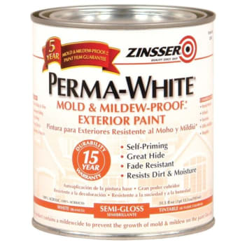 Zinsser 1 Qt Perma-White Mold & Mildew-Proof Exterior Paint Semi-Gloss White 6pk