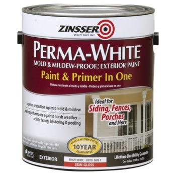 Zinsser 1 Gal Perma-White Mold & Mildew-Proof Exterior Paint Semi-Gloss White (4-Pack)