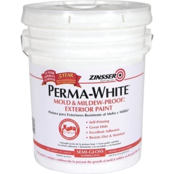 Zinsser 5 Gal Perma-White Mold & Mildew-Proof Exterior Paint Semi-Gloss White 1pk