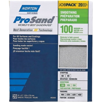 Image for Norton 68173 9" X 11" 100 Prosand Sheet, Package Of 20 from HD Supply