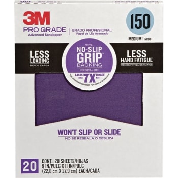 3M 27150TRI-20 9" x 11" 150 Grit Pro Grade No Slip Grip Sandpaper, Package Of 20