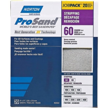 Image for Norton 68175 9" X 11" 60 Prosand Sheet, Package Of 20 from HD Supply