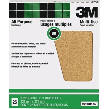 Image for 3M 99405NA 9" x 11" 80D Alox Sandpaper, Package Of 25 from HD Supply