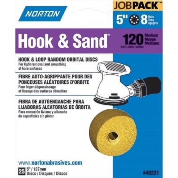Image for Norton 49221 5" P120 8 Hole Hook And Loop Disc, Package Of 25 from HD Supply