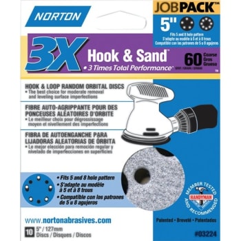 Image for Norton 03224 P60 Grit 5" Pro Sand Multi Air Disc, Package Of 10 from HD Supply