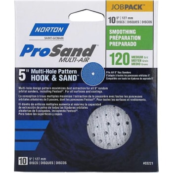 Norton 03221 P120c Grit 5" Pro Sand Multi Air Disc, Package Of 10
