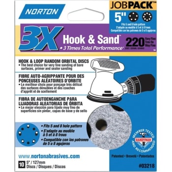 Image for Norton 03218 P220B Grit 5" Pro Sand Multi Air Disc, Package Of 10 from HD Supply