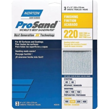 Image for Norton 68158 9" x 11" 220 Prosand Sheet, Package Of 75 from HD Supply
