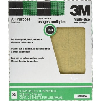Image for 3M 88590NA 9" x 11" 180A Alox Sandpaper, Package Of 25 from HD Supply