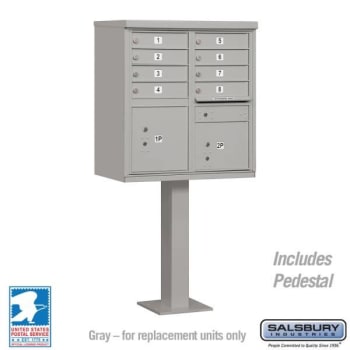 Salsbury Industries® Gray- Cluster Box Unit -Includes Pedestal- 8a Size Doors