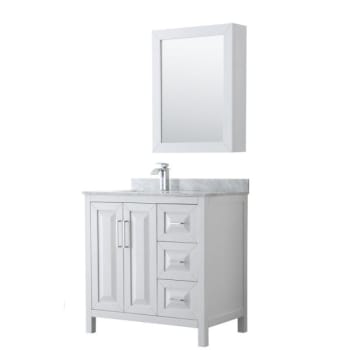 Wyndham Daria White Single Bath Vanity 36" With Countertop & Med Cabinet (Mirror Included)