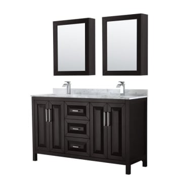 Wyndham Daria Dark Espresso Double Bath Vanity 60" With Sink & Medicine Cabinet (Mirror Optional)
