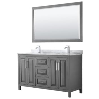 Image for Wyndham Daria Dark Gray Double Bath Vanity 60" With 58" Mirror And Square Sink from HD Supply